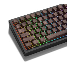 LQXQ PBT Keycaps, 135 Keys Cherry Profile Shine Through Custom Keycaps, Side Print ANSI US Double Shot for Mechanical Keyboard, Walnut Textures